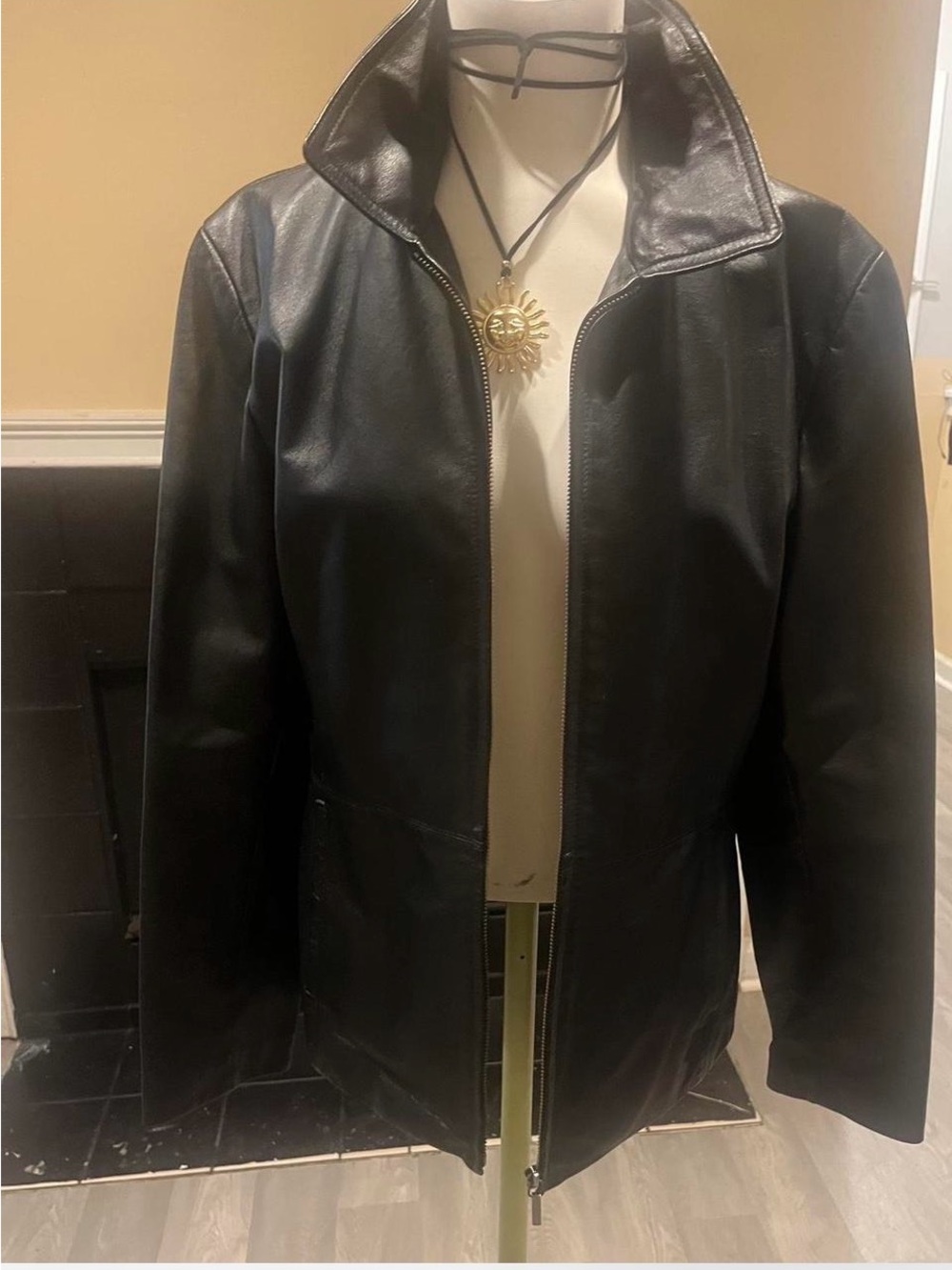 Worthington Black‎ Leather Jacket Grunge Minimalist